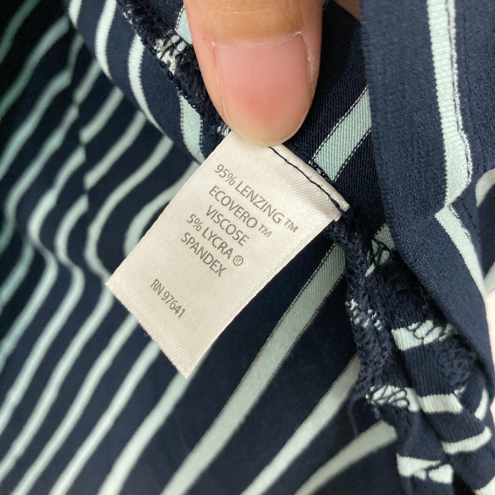 J.‎ Jill Wearever Top XL Blue Striped V-Neck 3/4 Sleeve Stretch Knit Preppy - Picture 7 of 9